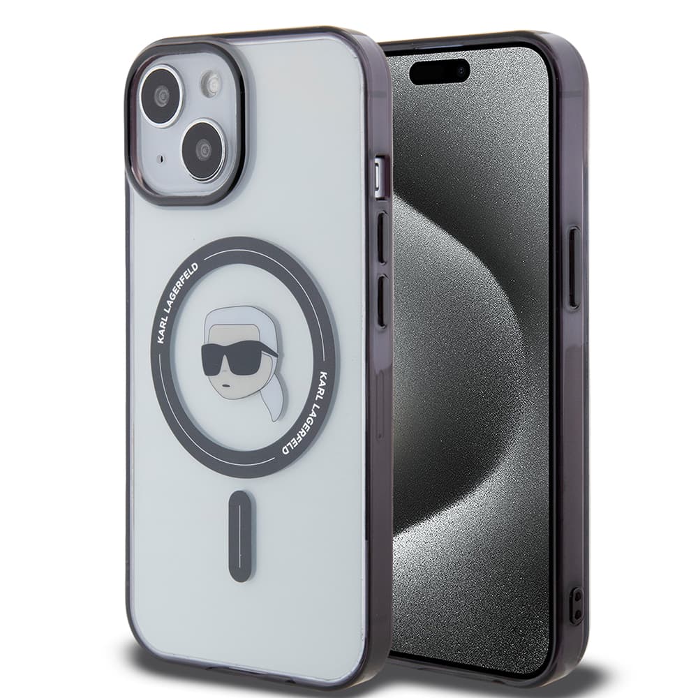 Karl Lagerfeld IML MagSafe iPhone 15 průhledný Karlova hlava - náhled 1