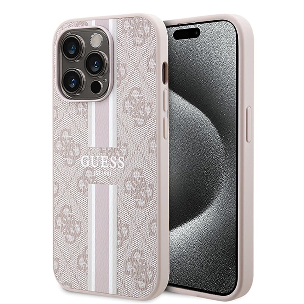 Guess Hardcase 4G Printed Stripes MagSafe iPhone 15 Pro růžová - náhled 1
