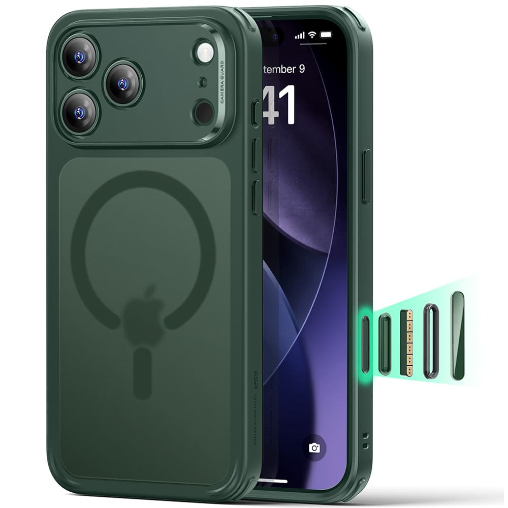 ESR Classic Hybrid HaloLock pro iPhone 17 Pro Zelená Mlha - náhled 1