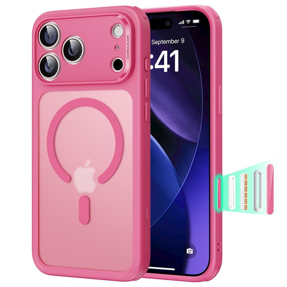 ESR Classic Hybrid HaloLock pro iPhone 17 Pro v matně růžové - náhled 1