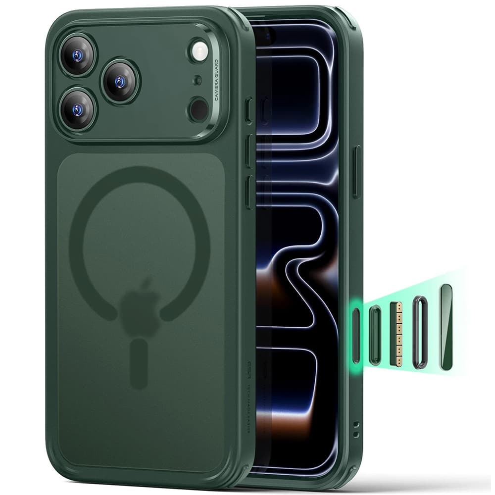 ESR Classic Hybrid HaloLock pro iPhone 17 Pro Max Zelená Mlha - náhled 1