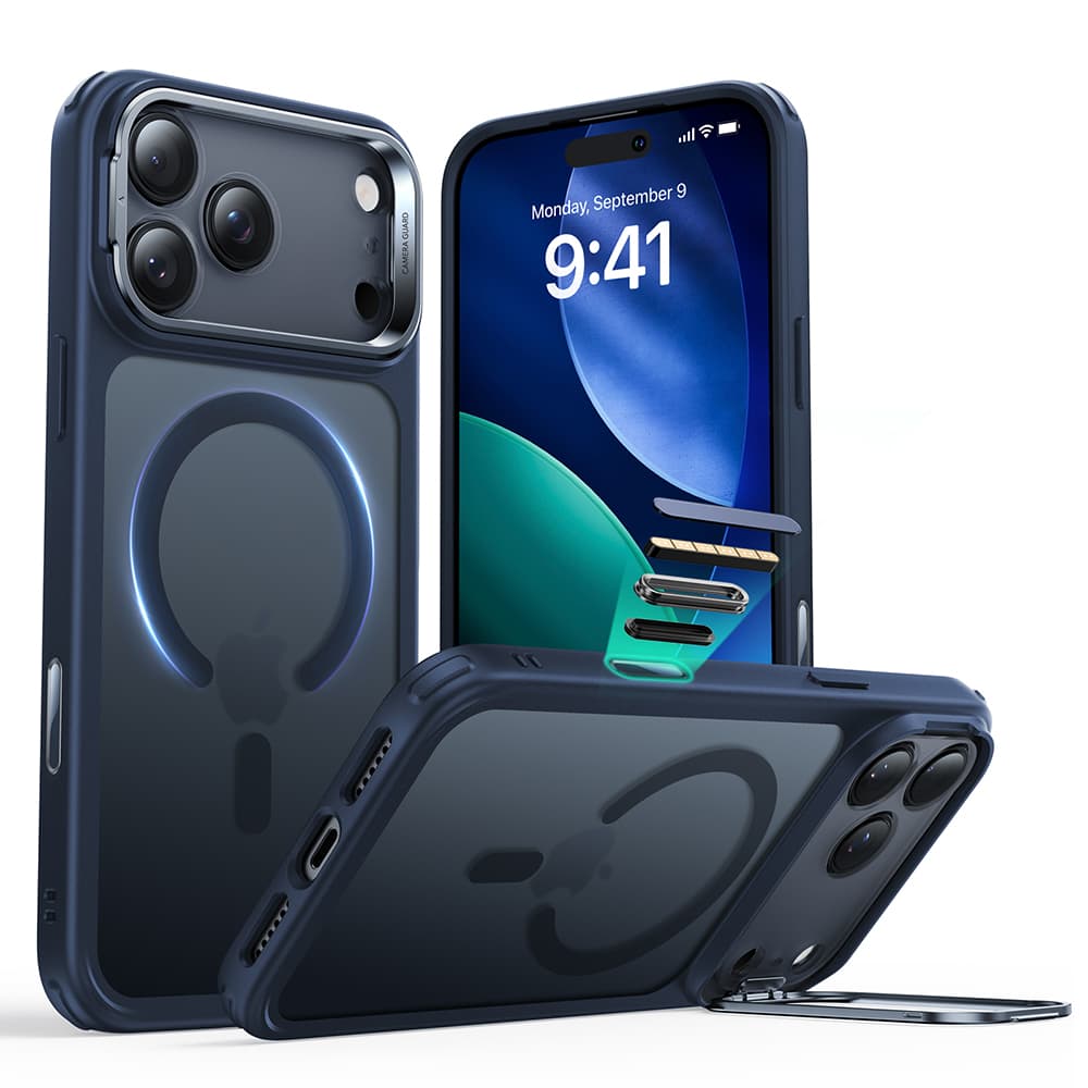 ESR Classic Hybrid HaloLock Kickstand iPhone 17 Pro v matné modré - náhled 1
