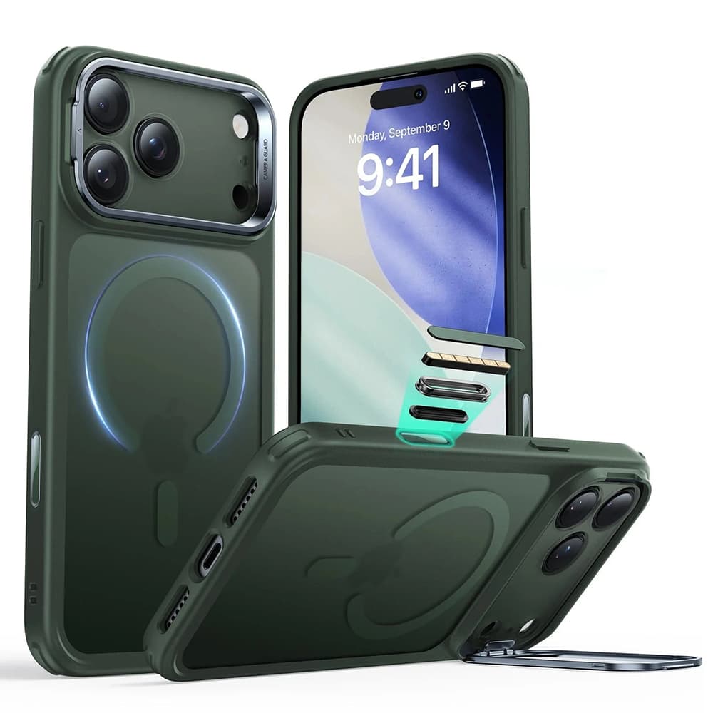 ESR Classic Hybrid HaloLock Kickstand iPhone 17 Pro Zelená Mlha - náhled 1