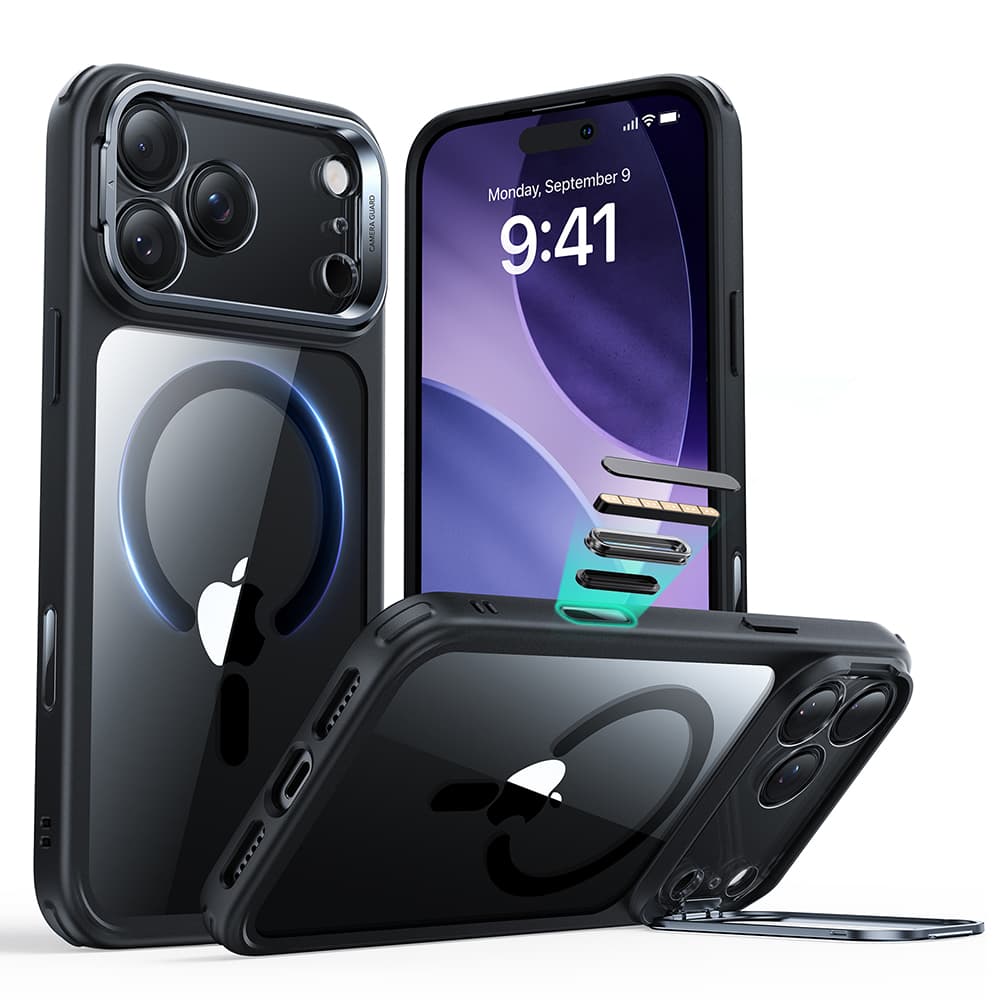 ESR Classic Hybrid HaloLock Kickstand iPhone 17 Pro Max černá průhledná - náhled 1
