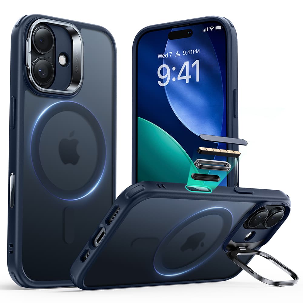 ESR Classic Hybrid HaloLock Kickstand pro iPhone 17 v matné modré - náhled 1