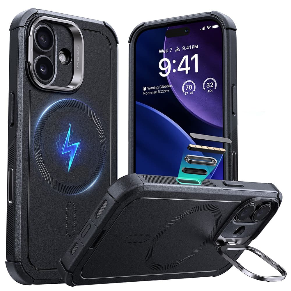 Pouzdro ESR Cyber Armor Kickstand pro iPhone 17 černé - náhled 1