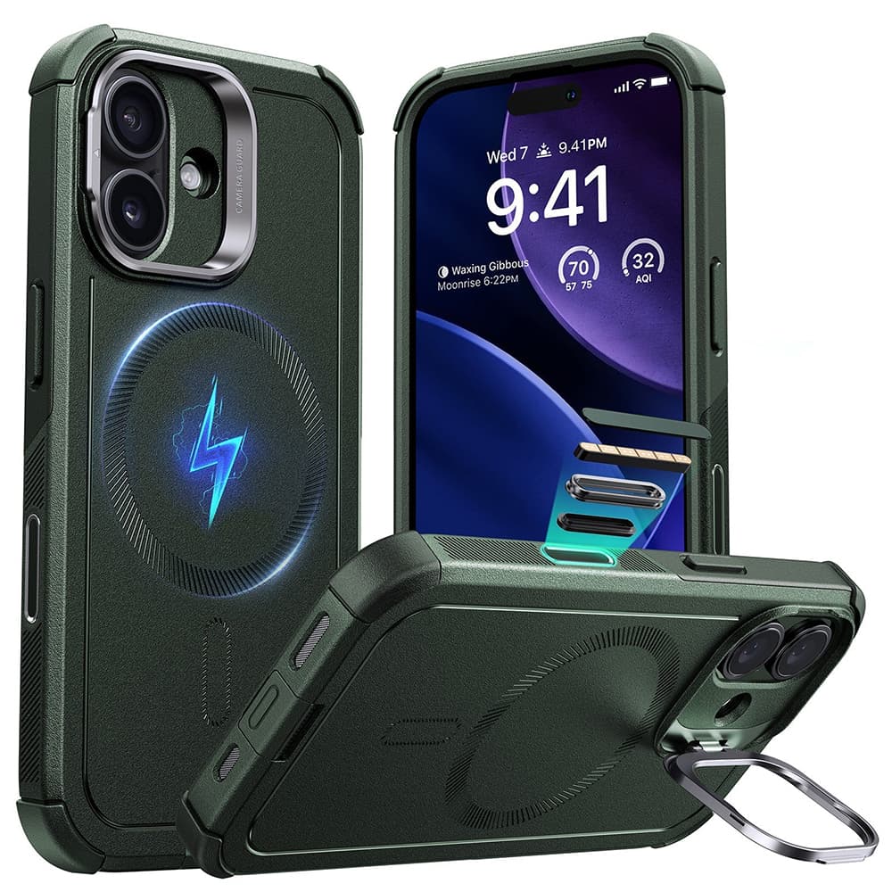 ESR Cyber Armor Kickstand pro iPhone 17 zelený - náhled 1