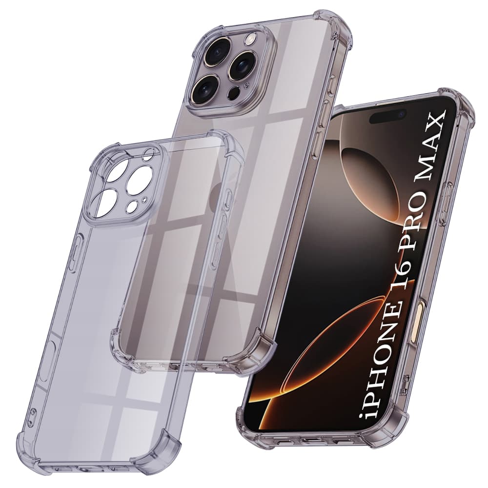 Techsuit nárazuvzdorný průhledný silikon iPhone 16 Pro Max kouřově černý