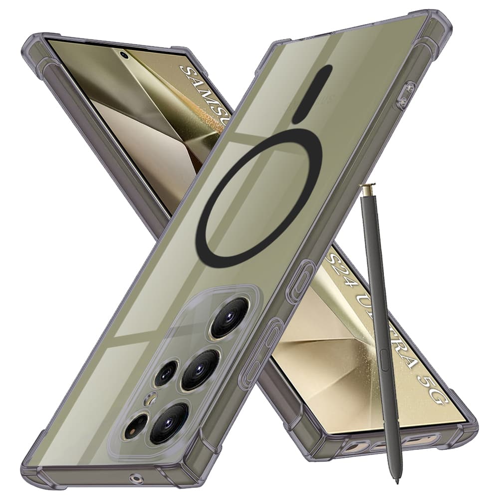 Techsuit Shockproof průhledný silikon MagSafe Samsung Galaxy S24 Ultra kouřově černá - náhled 1
