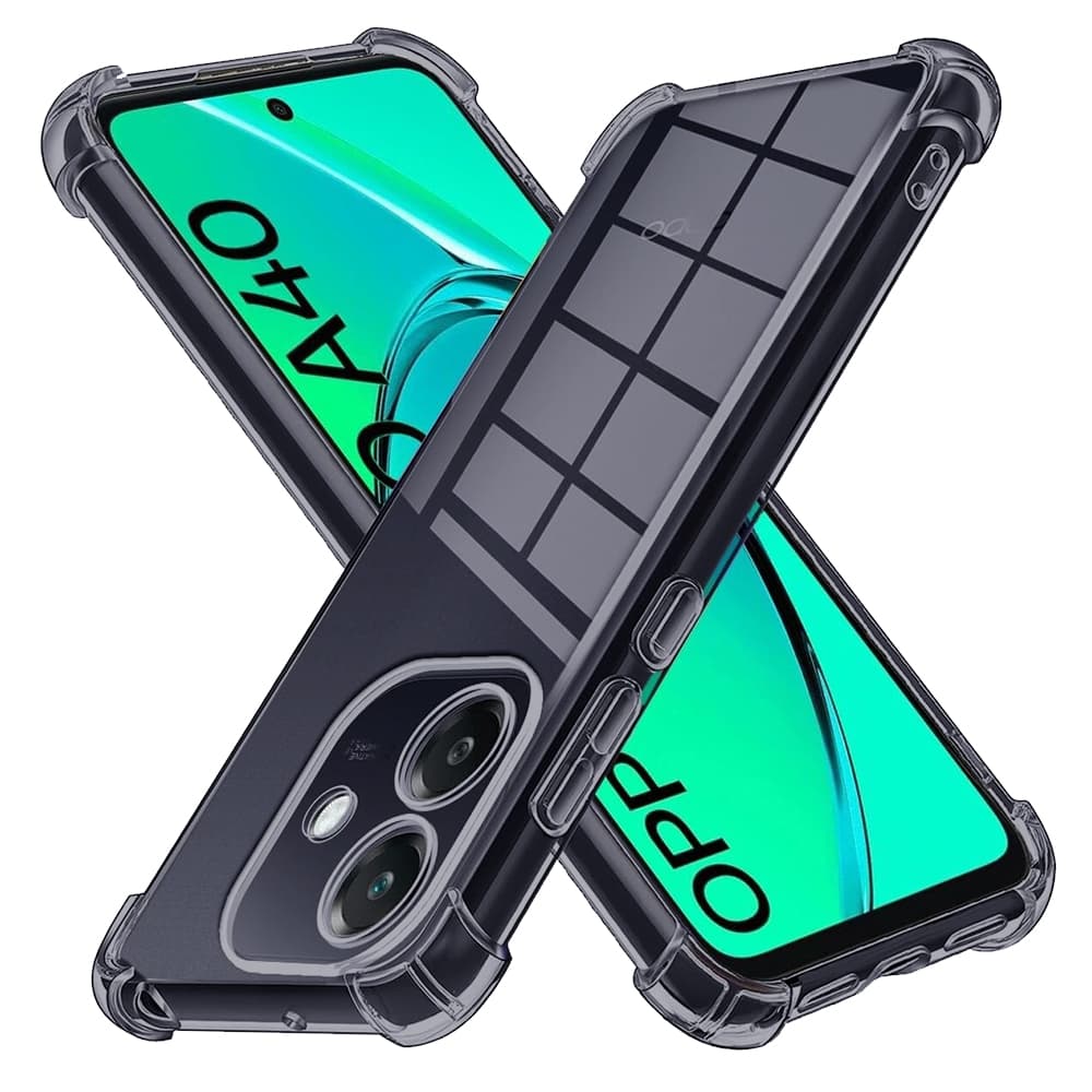 Techsuit Shockproof průhledný silikon Oppo A40 4G kouřově černý