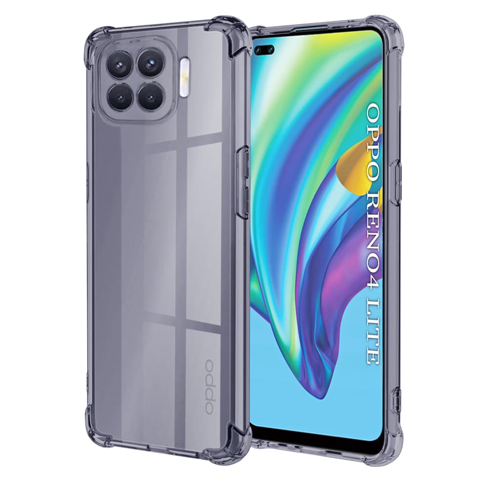 Techsuit Shockproof průhledný silikon Oppo Reno4 Lite kouřově černý