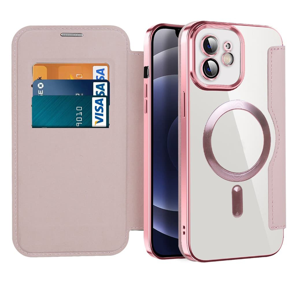 Pouzdro na knihu Techsuit SmartMag iPhone 12 růžové - náhled 1