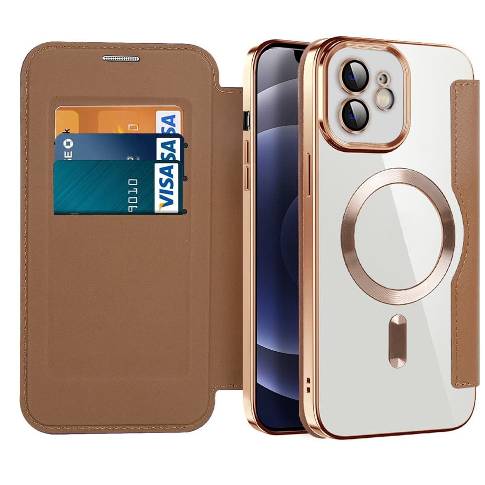 Pouzdro na knihu Techsuit SmartMag pro iPhone 12 hnědé - náhled 1
