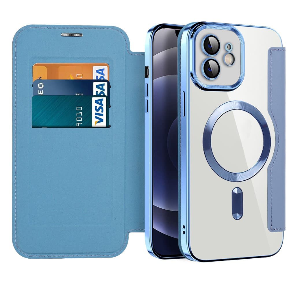 Pouzdro na knihu Techsuit SmartMag iPhone 12 světle modré - náhled 1