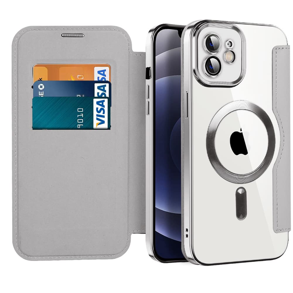 Techsuit SmartMag knížkové pouzdro iPhone 12 šedé - náhled 1