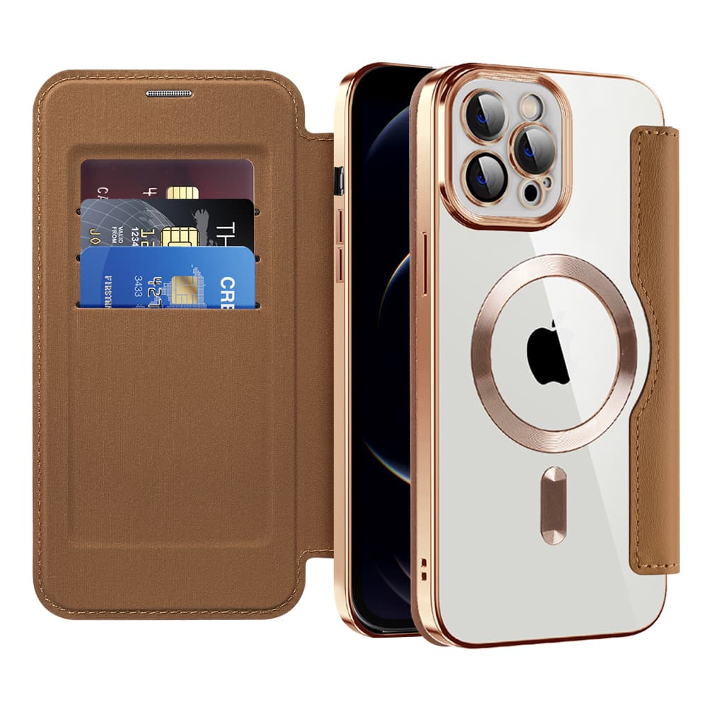 Pouzdro na knihu Techsuit SmartMag iPhone 12 Pro Max hnědé - náhled 1