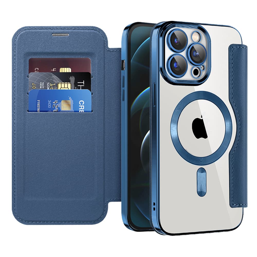 Pouzdro na knihu Techsuit SmartMag iPhone 12 Pro Max modré - náhled 1