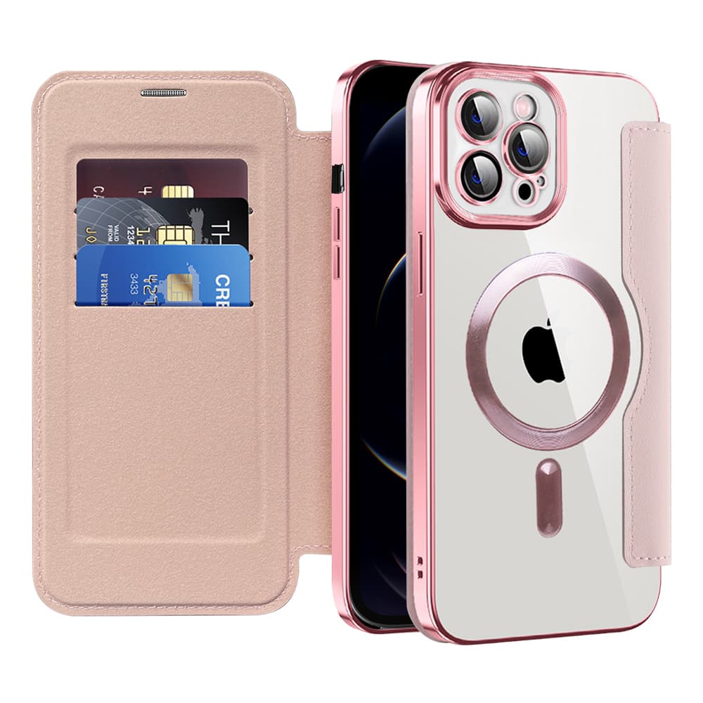 Pouzdro na knihu Techsuit SmartMag pro iPhone 12 Pro růžové - náhled 1