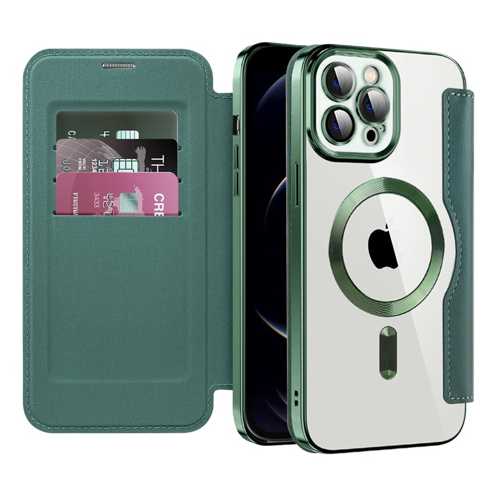 Pouzdro na knihu Techsuit SmartMag pro iPhone 12 Pro zelené - náhled 1