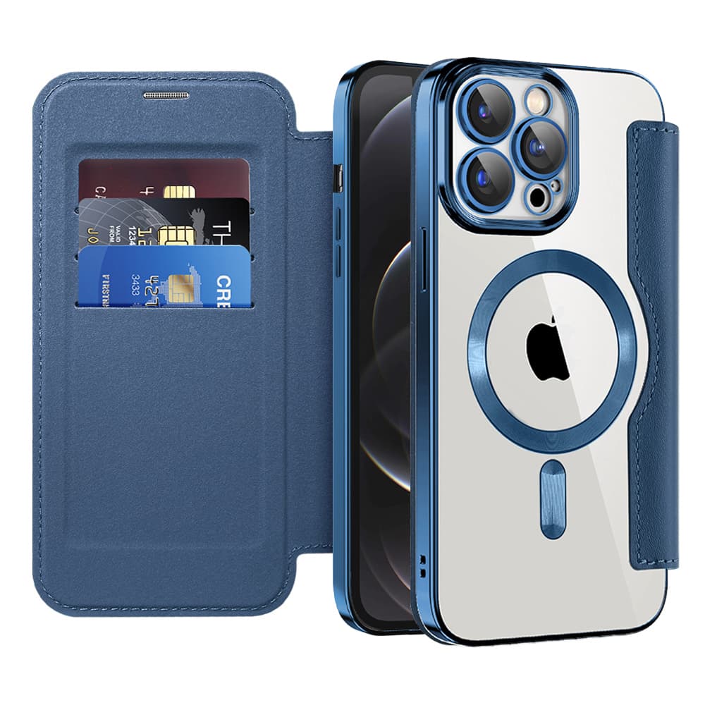 Pouzdro na knihu Techsuit SmartMag iPhone 12 Pro modré - náhled 1