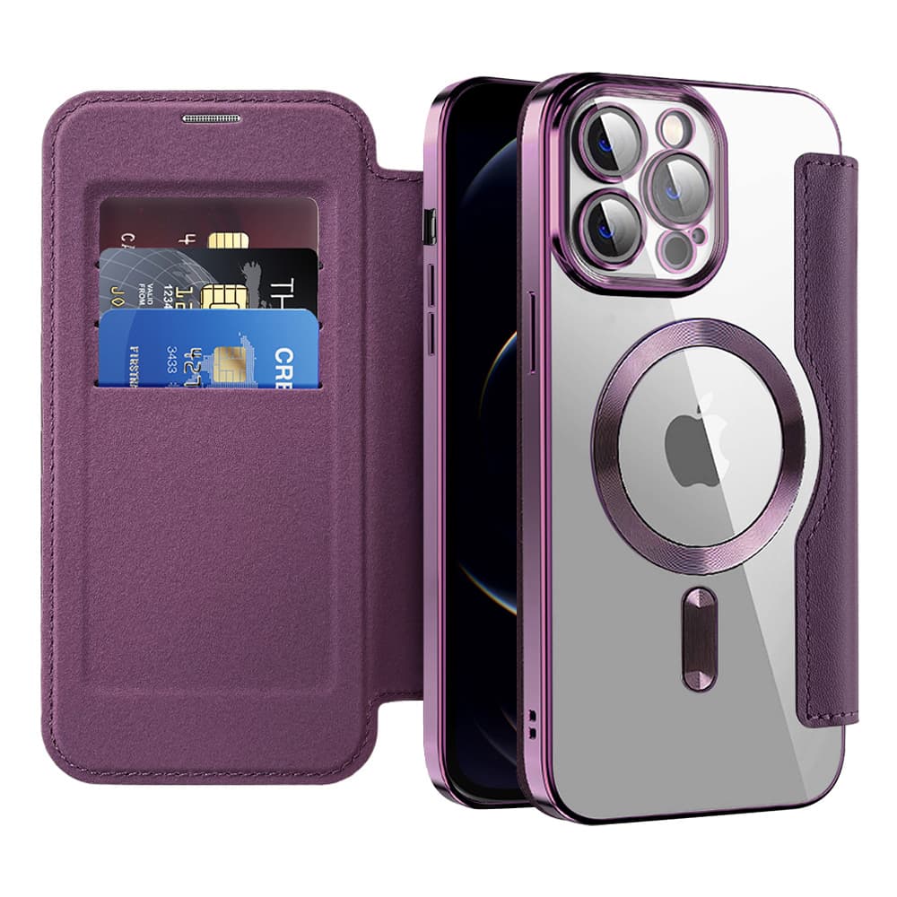 Pouzdro na knihu Techsuit SmartMag iPhone 12 Pro fialové - náhled 1
