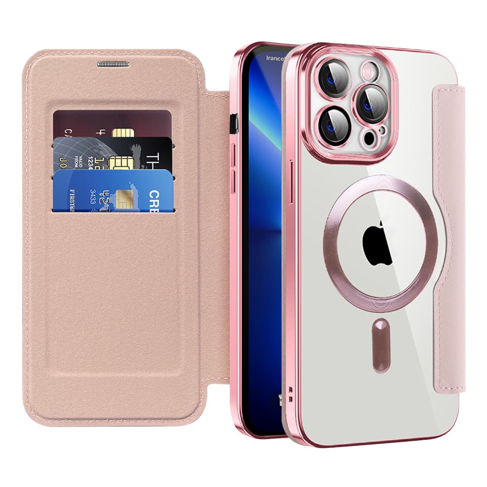 Pouzdro na knihu Techsuit SmartMag pro iPhone 13 Pro růžové - náhled 1