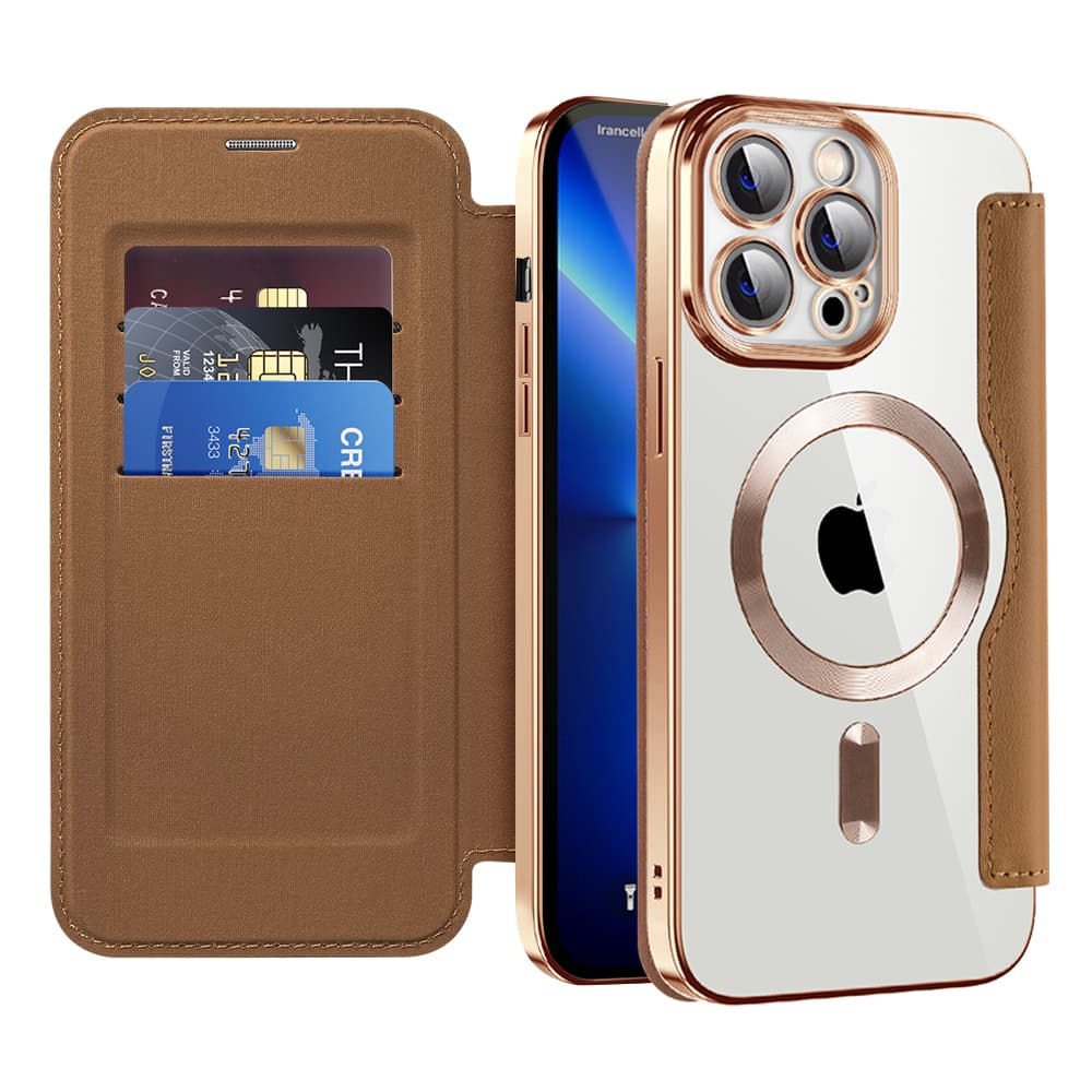 Pouzdro na knihu Techsuit SmartMag pro iPhone 13 Pro hnědé - náhled 1