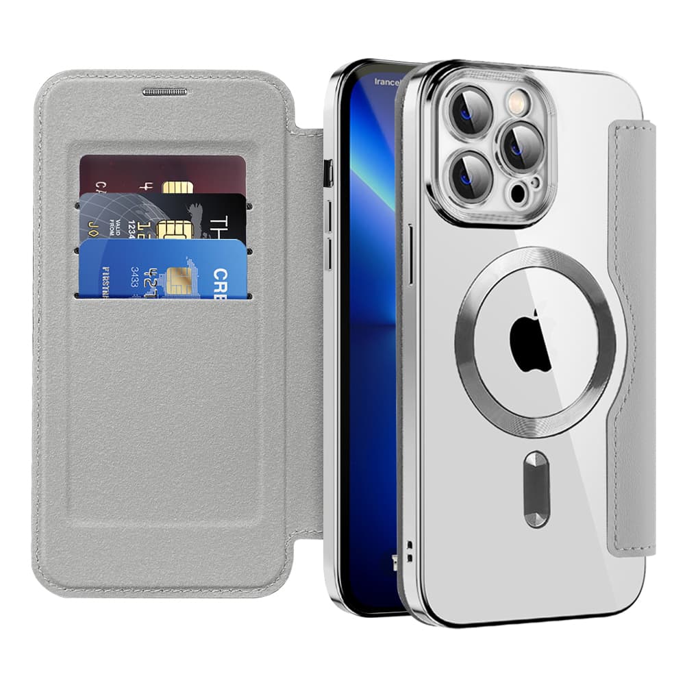 Pouzdro na knihu Techsuit SmartMag iPhone 13 Pro šedé - náhled 1