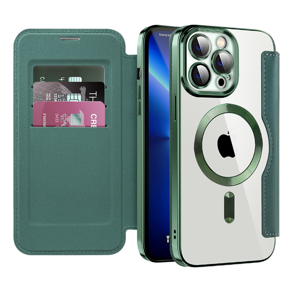 Pouzdro na knihu Techsuit SmartMag pro iPhone 13 Pro Max zelené - náhled 1