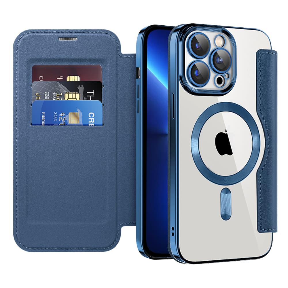 Pouzdro na knihu Techsuit SmartMag pro iPhone 13 Pro Max modré - náhled 1