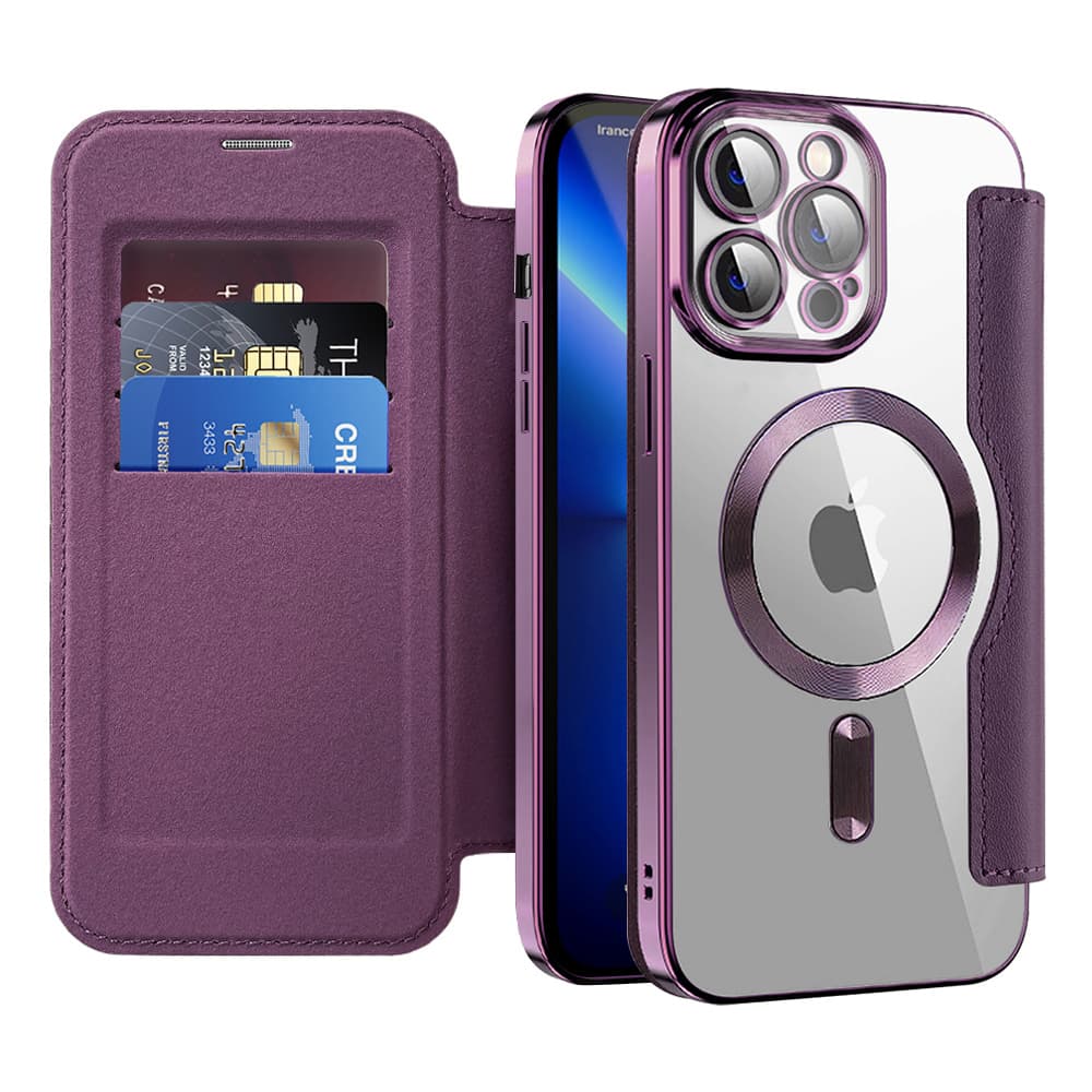Pouzdro na knihu Techsuit SmartMag iPhone 13 Pro Max fialové - náhled 1