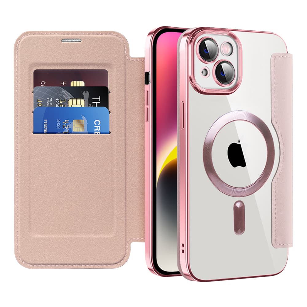 Techsuit SmartMag knížkové pouzdro iPhone 14 růžové - náhled 1