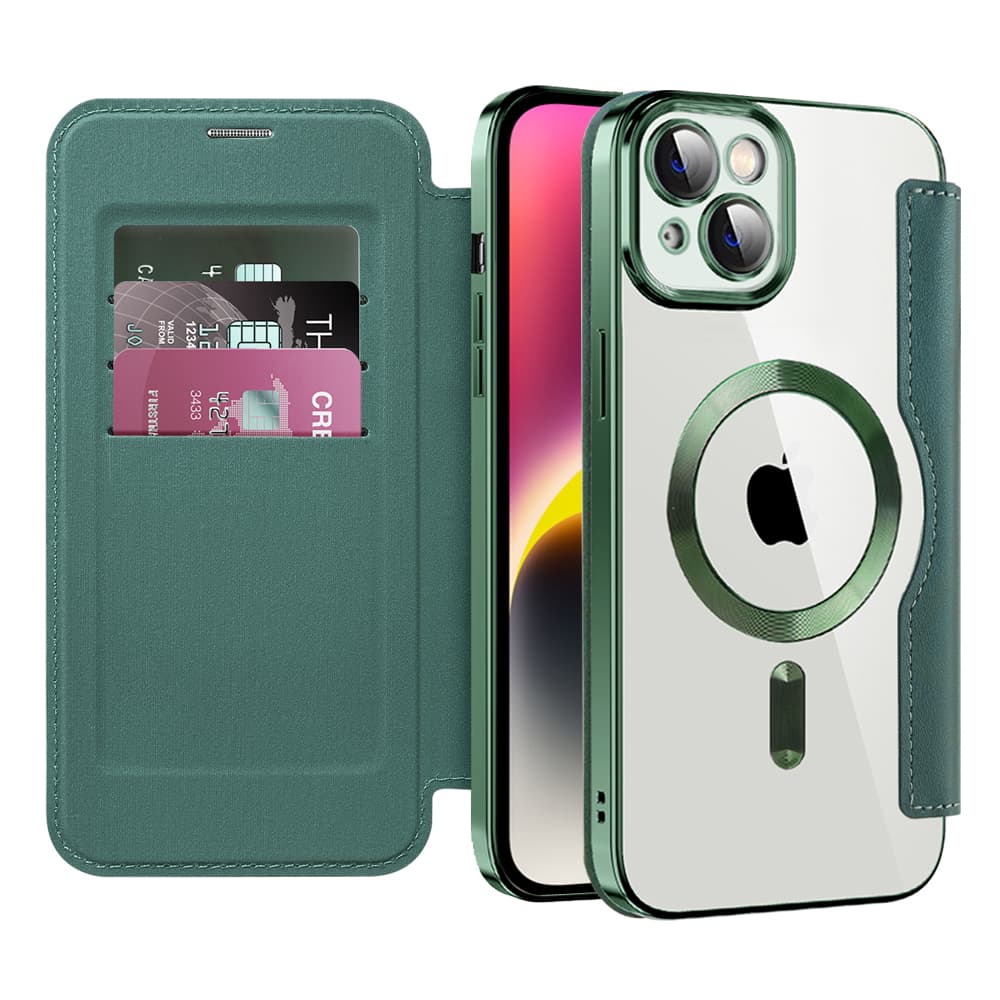 Pouzdro na knihu Techsuit SmartMag pro iPhone 14 zelené - náhled 1