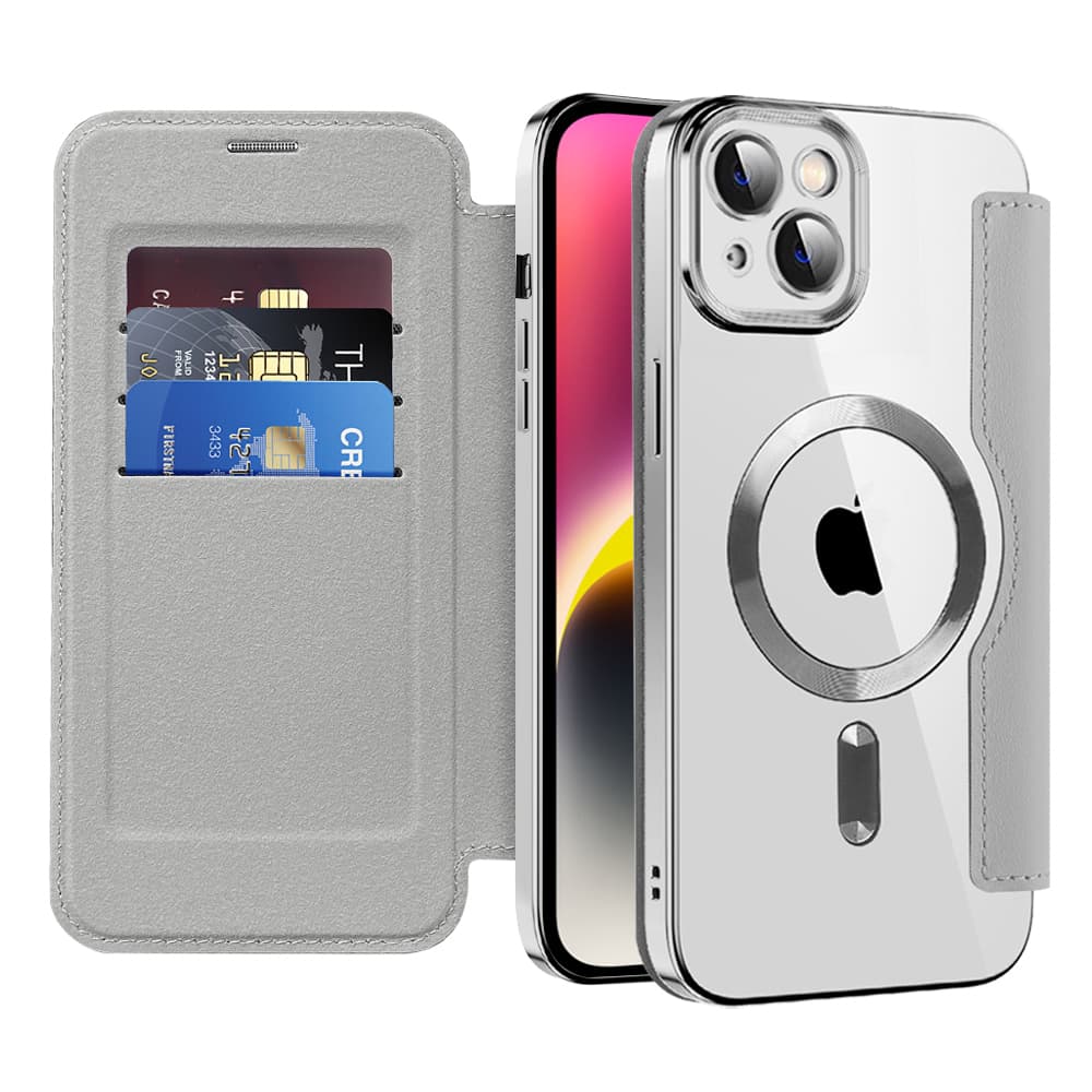 Pouzdro na knihu Techsuit SmartMag iPhone 14 šedé - náhled 1