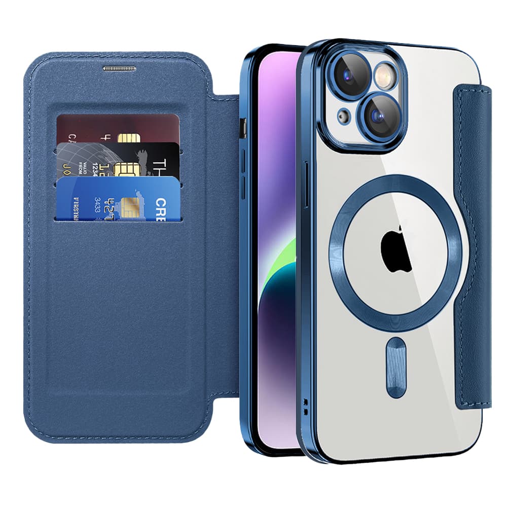 Pouzdro na knihu Techsuit SmartMag iPhone 14 Plus modré - náhled 1