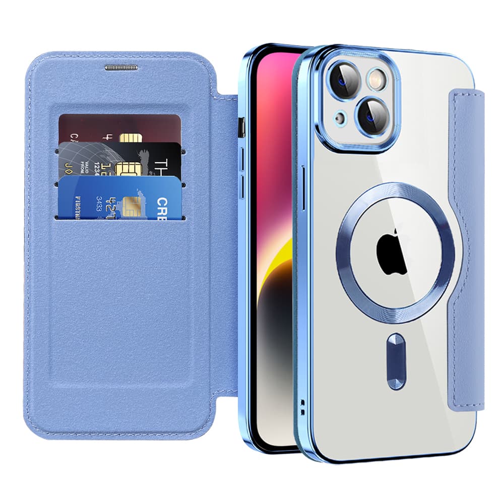 Pouzdro na knihu Techsuit SmartMag pro iPhone 14 Plus světle modré - náhled 1
