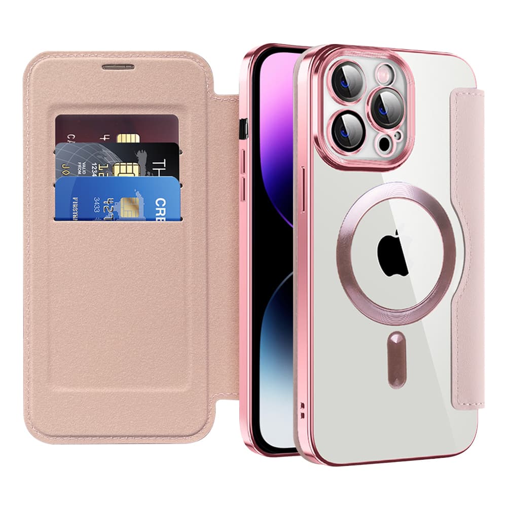 Techsuit SmartMag knížkové pouzdro iPhone 14 Pro Max růžové - náhled 1
