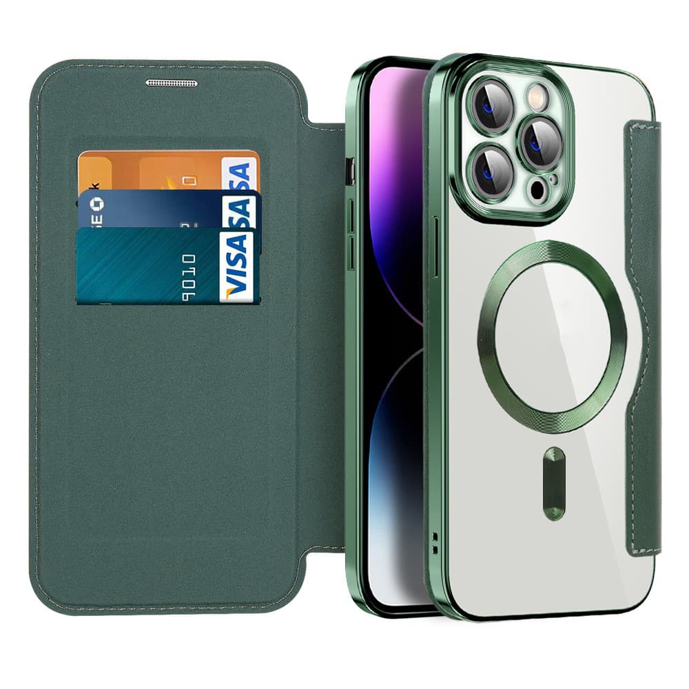 Pouzdro na knihu Techsuit SmartMag pro iPhone 14 Pro Max zelené - náhled 1