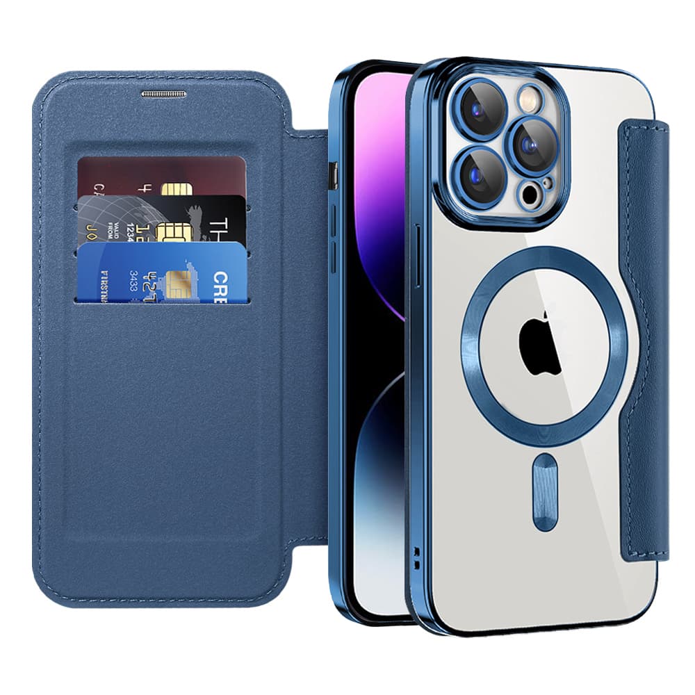 Pouzdro na knihu Techsuit SmartMag iPhone 14 Pro Max modré - náhled 1