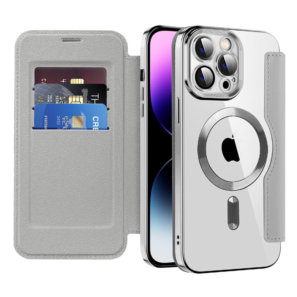 Techsuit SmartMag knížkové pouzdro iPhone 14 Pro Max šedé - náhled 1