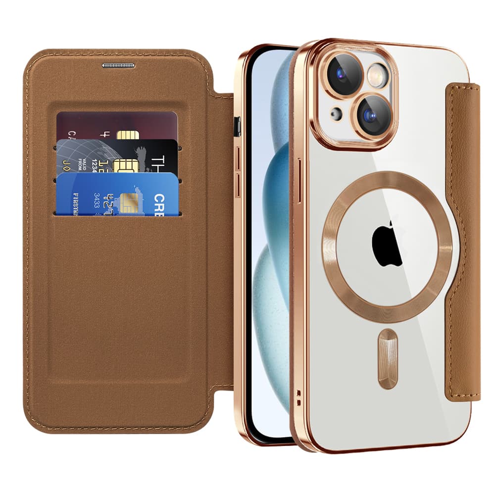 Pouzdro na knihu Techsuit SmartMag iPhone 15 hnědé - náhled 1