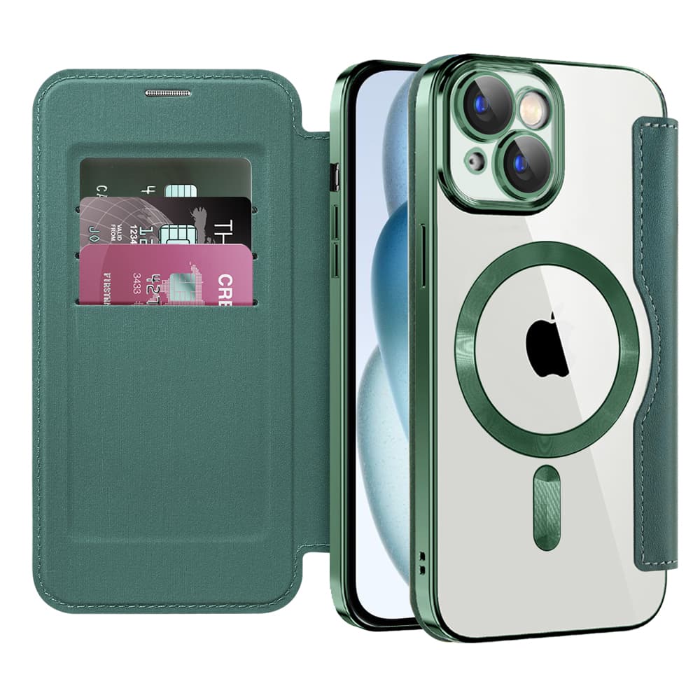 Pouzdro na knihu Techsuit SmartMag iPhone 15 zelené - náhled 1