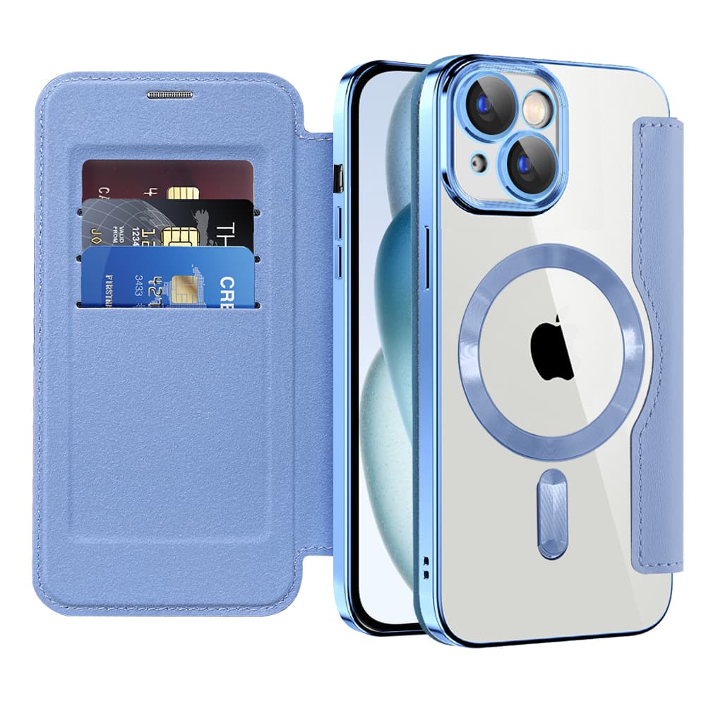 Techsuit SmartMag knížkové pouzdro iPhone 15 světle modrá - náhled 1