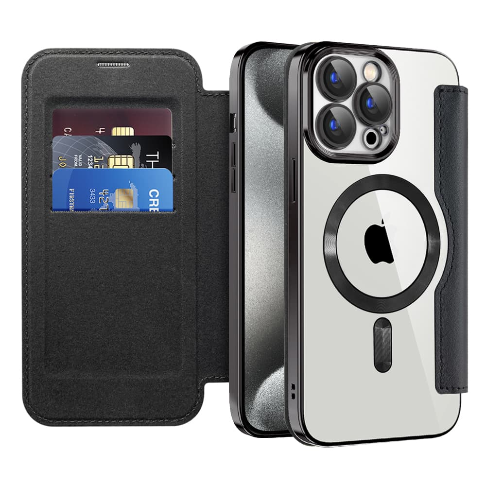 Pouzdro na knihu Techsuit SmartMag pro iPhone 15 Pro Max černé - náhled 1