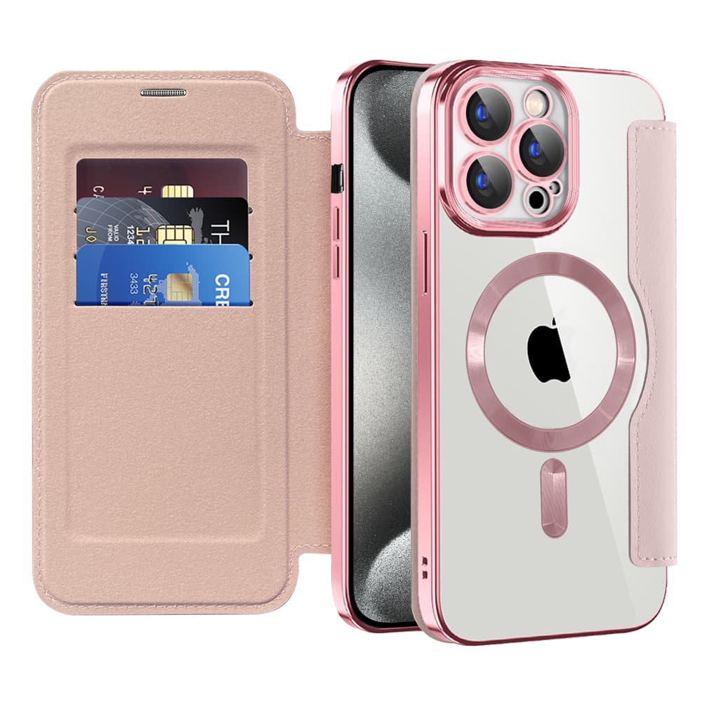 Pouzdro Techsuit SmartMag Book iPhone 15 Pro Max růžové - náhled 1