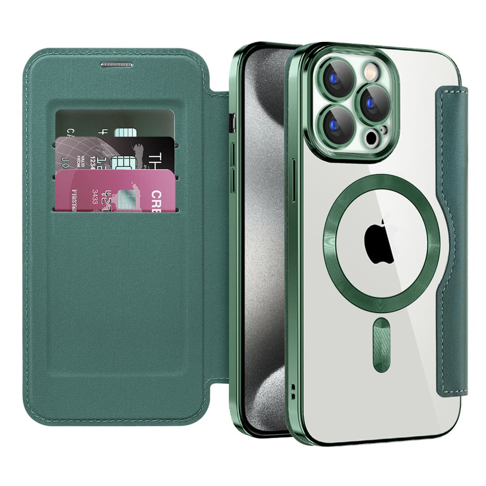 Pouzdro na knihu Techsuit SmartMag iPhone 15 Pro Max zelené - náhled 1