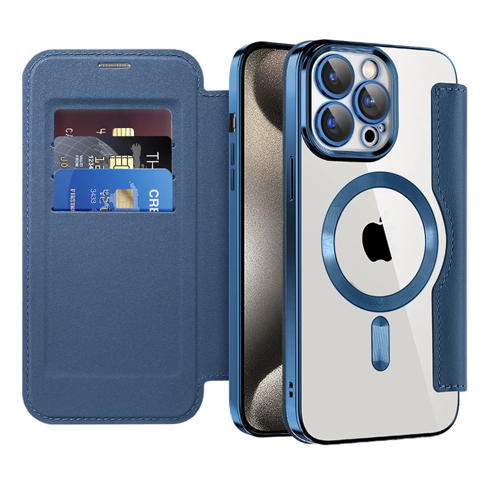 Pouzdro na knihu Techsuit SmartMag iPhone 15 Pro Max modré - náhled 1
