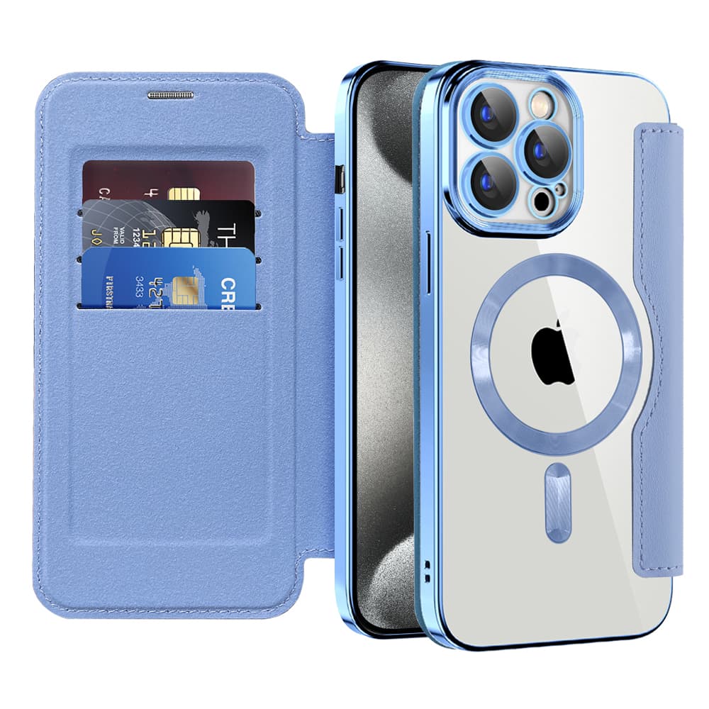 Pouzdro na knihu Techsuit SmartMag iPhone 15 Pro Max světle modrá - náhled 1