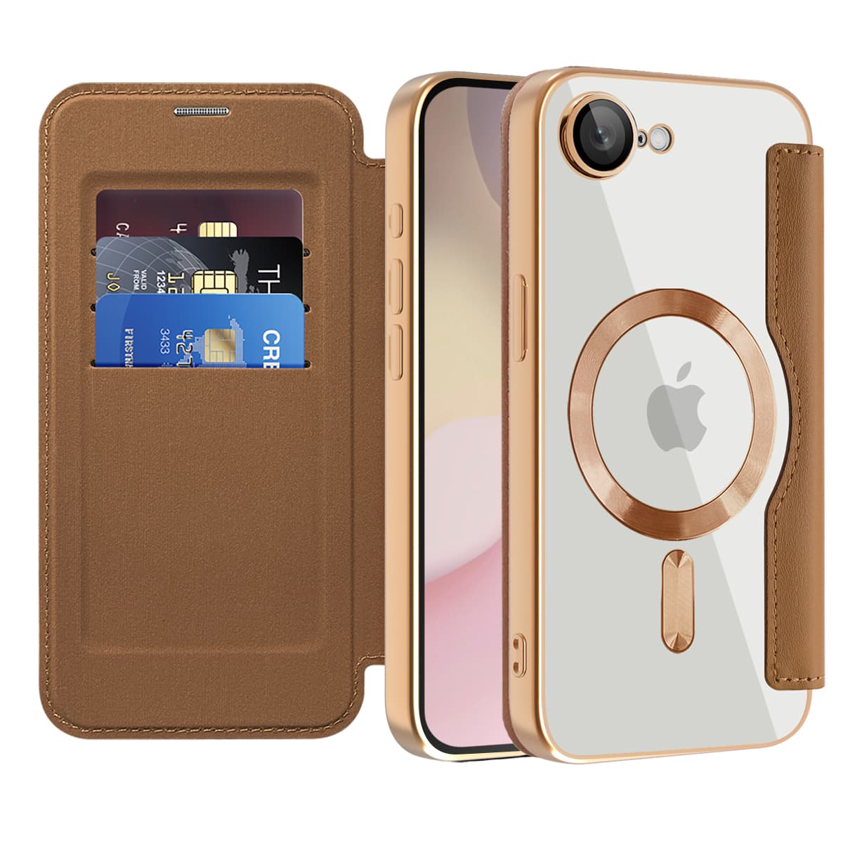 Pouzdro na knihu Techsuit SmartMag iPhone 16e hnědé - náhled 1