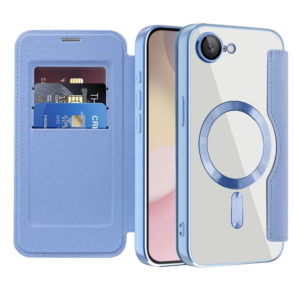 Pouzdro na knihu SmartMag pro iPhone 16e světle modré - náhled 1